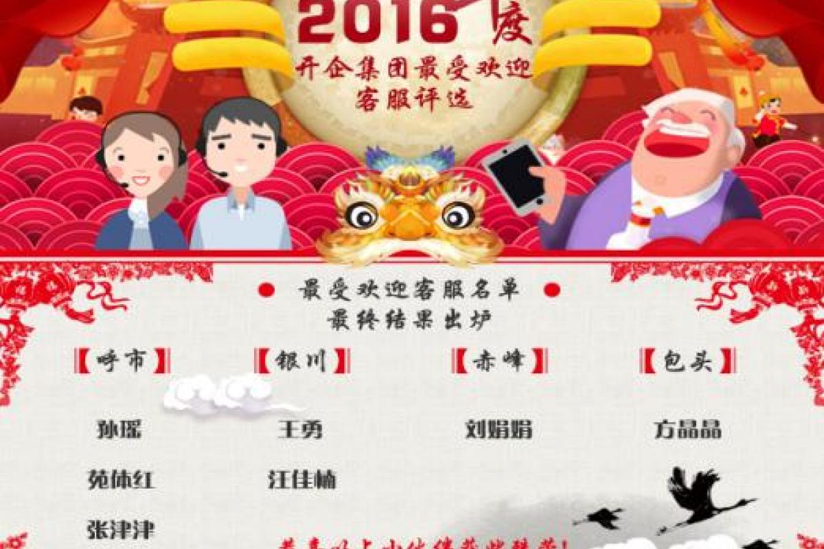 2016年度开企集团“受欢迎客服”票选结果出炉！！